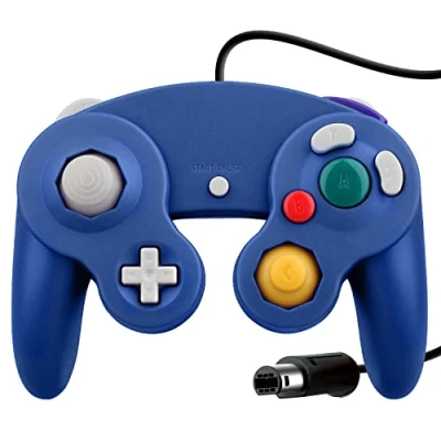 Image de OSTENT Wired Choc Classique Controller Gamepad Joystick Joypad Compatible pour Nintendo Gamecube NGC Wii Console Jeux Vidéo Couleur Bleu