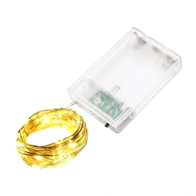 Image de LQWELL guirlande lumineuse LED 10M 100LED, micro à piles, mini lampe étanche en fil de cuivre, blanc chaud, 2 modes, pour Noël, mariage, festival, fête, décoration d&#039;intérieur