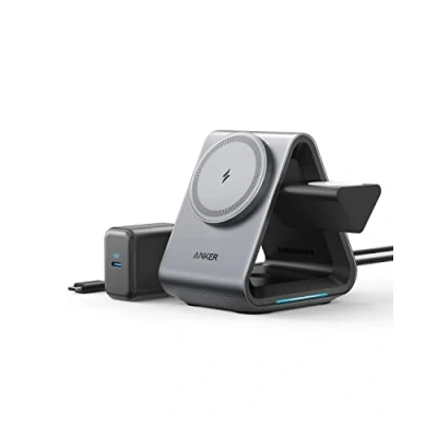 Image de Chargeur MagSafe, Anker 737 MagGo Charger (Station 3 en 1) avec Charge Rapide 15 W Max certifiée MFi, pour iPhone 14/13/12 Series, Apple Watch S8/7/6, AirPods / Pro (Chargeur USB C 30 Inclus)