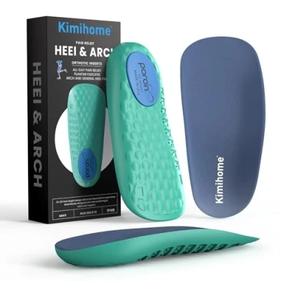 Image de Kimihome Semelles pour fasciite plantaire Coussinets de talon 3/4 avec soutien la voûte soulager douleur au talon, et à plantaire.