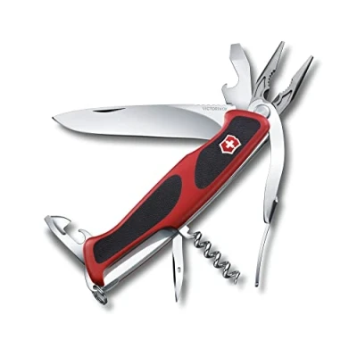Image de Victorinox Couteau de poche suisse, Ranger Grip 74, Multitool, Swiss Army Knife, 14 fonctions, lame à cran d&#039;arrêt, pince bec combi