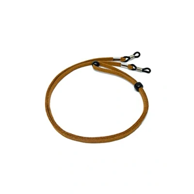 Image de GERNEO® Valencia Sangle lunettes de haute qualité, aspect daim cordon lunette unisexe en cuir synthétique pour soleil et lecture fermoir argenté (Brun Clair)