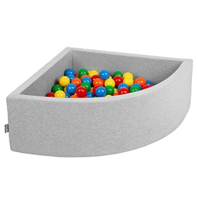 Image de KiddyMoon Piscine À Balles pour Bébé Quart Angulaire 90X30cm/200 7Cm Fosses Boules Jouet Enfant, Gris Clair: Jaune/Vert/Bleu/Rouge/Orange
