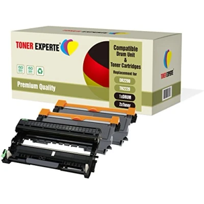 Image de Toner EXPERTE Pack 3 Compatibles DR2200 TN2220 Kit Tambour &amp; 2 Cartouches de pour Brother DCP 7055 7060D 7065DN HL 2130 2132 2240 2240D 2250DN 2270DW MFC 7360N FAX 2840