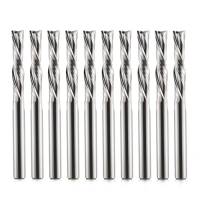 Image de EU_HOZLY Lot de 10 Fraises à spirale 2 flûtes Down Cut 1/8&quot; Diamètre coupe Tige 17 mm Longueur en métal dur CNC Bits queue pour gravure sur bois
