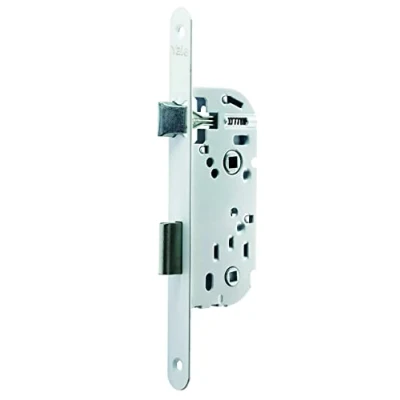 Image de Yale Serrure à encastrer condamnation, axe 40 mm, Coffre 135 mm Y13R A40/B/SC Pêne Réversible, Têtière Bouts Ronds Porte Salle de Bain et WC Blanc, Gâche Incluse, Standard