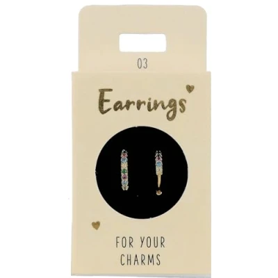 Image de Depesche 11833 003 Boucles d&#039;oreilles créoles avec Pierres Multicolores, dorées, idéal comme Petit Cadeau, Multicolored, Normal