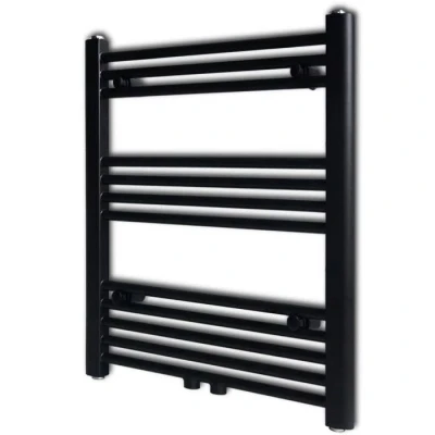 Image de vidaXL Sèche serviettes Porte serviette à rails droits Noirs de 600x764 mm 141906