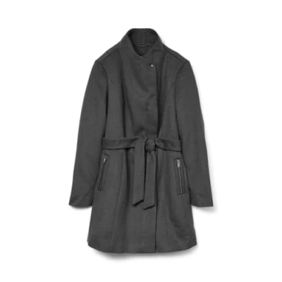 Image de Vero Moda VMTWODOPE Belt 3/4 Wool Jacket GA Noos Manteau, Gris foncé mélangé, L Femme