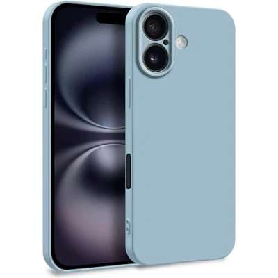 Image de MyGadget Coque pour iPhone 16 Case TPU Souple &amp; Soft [ Doublure Microfibre ] Cover Protection Extra Fine Légère Bleu Clair