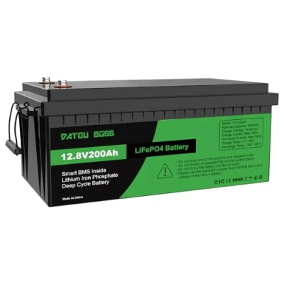 Image de DATOUBOSS Batterie 12V 200Ah LiFePO4, Lithium avec BMS 200A, 4000 15000 Cycles Profondes, 2560Wh Energie, Prise en Charge Connexion Série/Parallèle, pour Camping Car, Système Solaire