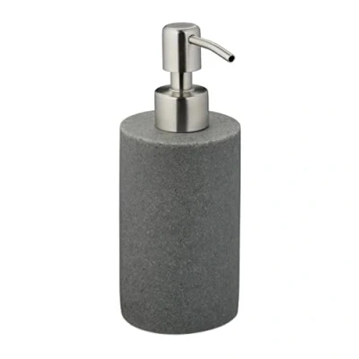 Image de Relaxdays Porte Savon Liquide, 180 ML, Rechargeable, Salle de Bain, Distributeur shampoing, Pompe en INOX, Gris