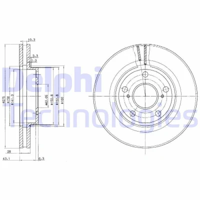 Image de DELPHI BG2782 Disque de frein 275 28 5 ventilé huilé non traité sans roulement roue, bague ABS TOYOTA: Avensis Verso, Previa / Estima II
