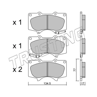 Image de TRUSTING 470.0 Jeu de plaquettes frein avec indicateur d&#039;usure TOYOTA: Hilux 3 Pick up, Land Cruiser Prado 120, VIII up