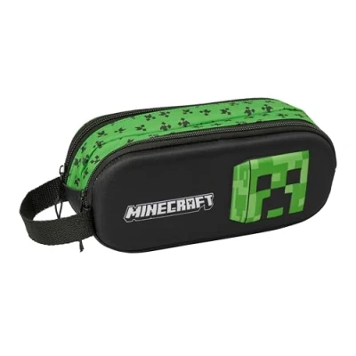 Image de safta Minecraft 3D Trousse Double 3D, pour Enfant, idéale Les Enfants d&#039;âge Scolaire, Confortable et Polyvalente, qualité résistance, 21 x 6 8 cm, Multicolore, M, Décontracté