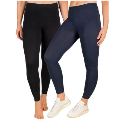 Image de SES Lot de 2 leggings opaques pour femme 32 34 à 56 58 / en coton avec ajustement parfait et confort ensemble nombreux looks,
