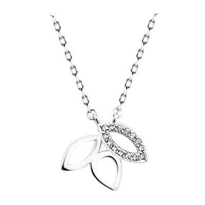 Image de Sofia Milani Collier pour Femme en Argent 925 avec Pierre de Zircon Pendentif Forme Feuille N0424
