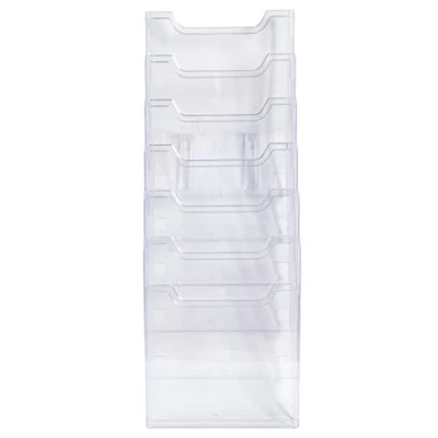Image de Exacompta Réf. 64758D 1 trieur mural Format A4 vertical 6 compartiments profondeur de 26 mm A fixer au mur (accroches fournies) Dimensions : 15,5 x 23,9 66,5 cm Cristal