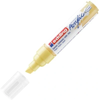 Image de edding 5000 Marqueur acrylique large jaune pastel 1 feutre imperméable pointe biseautée 5 10 mm peinture pour peindre sur la toile, le papier kraft, bois et pierre
