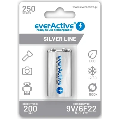 Image de EverActive Silver Line 250 mAh 9 V (F22) NiMH Batterie rechargeable