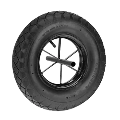 Image de Relaxdays Roue de brouette 4.80 4.00 8, pneumatique, Charge maximale : 120 kg, axe Fixe, Pneu Rechange, Noire