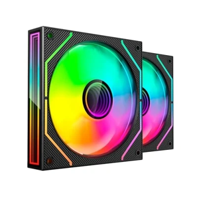 Image de MARS GAMING MF 3DPROX2, Kit 2X Ventilateurs PWM 120mm, Éclairage ARGB Triple Infinity Mirror 360, Système de Contrôle PWM, Paliers FDB, PC avec Compatibilité Totale ARGB, Noir