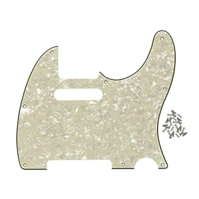 Image de IKN 8 trous 4 plis vieilli perle TL Pickguard plaque de protection trou cou à bobine simple avec vis montage pour remplacement TE Standard américain/mexicain