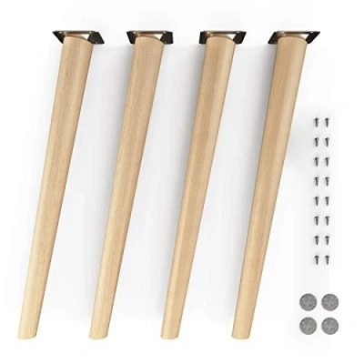Image de Pieds de meuble en bois sossai® Clif Round Finition à l&#039;huile Hauteur: 45 cm HMF2 rond, conique (conception inclinée) Matériau: massif (hêtre) pour chaises, tables, placards, etc.