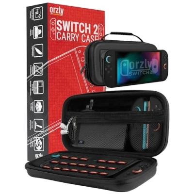 Image de Orzly Étui de Transport pour Console Nintendo Switch 2 (2025) avec Protection d&#039;écran 7,9 Pouces, étui Rigide Rangement Intelligent Accessoires et Poches Jeux, édition Coffret Cadeau