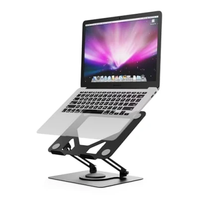 Image de GRIFEMA Support Ordinateur Portable Ergonomique Rotatif 360 GB1050 PC Réglable en Hauteur, Pliable, Ventilé, Compatible MacBook Air/Pro, Dell, et Laptops 11 17 Pouces Noir