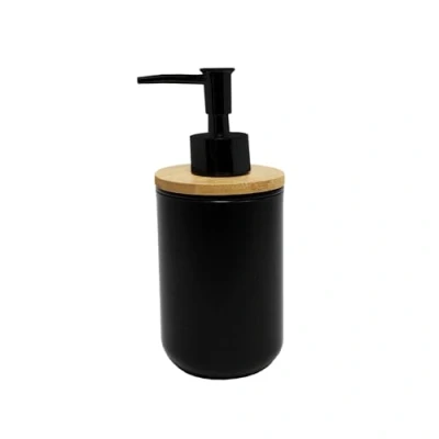 Image de douceur d&#039;intérieur, Distributeur Savon (Diamètre 7.2 x 17.5 cm) Smart Noir, Polystyrène et Bambou
