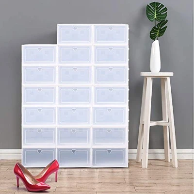 Image de SanBouSi Lot de 20 Boite a Chaussure Transparente Rangement Empilables avec Couvercle en Plastique Respirant Solide