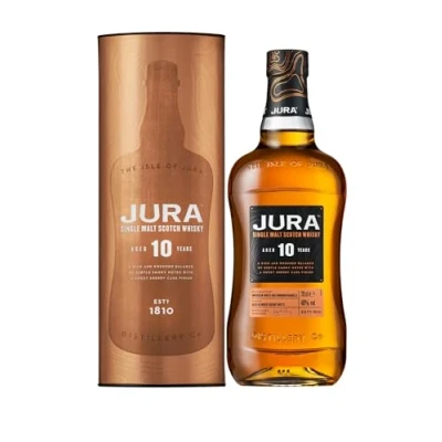 Image de JURA 10 ans Whisky Single Malt Notes de Chocolat Noir &amp; Café Moulu Origine : Écosse/Jura 40% Alcool 70 cl