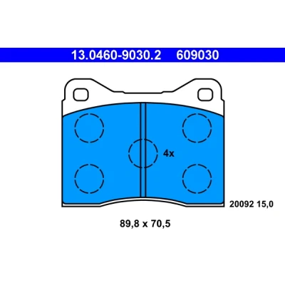 Image de ATE 13.0460 9030.2 Jeu de plaquettes frein non préparé pour indicateur d&#039;usure, contact signal d&#039;usure exclu BMW: 6 Coupe, 02 Berline, 5 Berline
