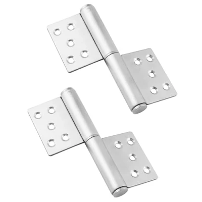Image de QWORK® 2 pièces Charnières de Porte en Acier Inoxydable Robustes à Visser pour Portes Bois, Angle d&#039;Ouverture 360 degrés, 132x100x18mm