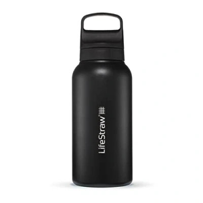 Image de LifeStraw Go Series — Gourde filtrante en inox 1l pour les voyages et l’utilisation quotidienne. Élimine bactéries, parasites microplastiques, améliore le goût, Nordic Noir (noir)