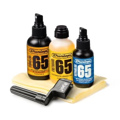 Image de JIM DUNLOP 6504 System 65 Guitar Tech Kit d&#039;entretien guitare Ensemble complet avec huiles, polish, chiffons et outils Soins professionnels cordes, clavier corps