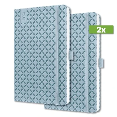 Image de SIGEL J4113 Jolie Agenda semainier 2024, couverture rigide, 13,5 x 20,3 cm, 174 pages, bleu clair, 2 pièces