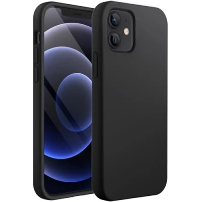 Image de JETech Coque en Silicone pour iPhone 12 Mini 5,4 Pouces, étui de Protection Complète du Corps au Toucher Soyeux, Housse Doublure Douce Tissu Microfibre, Anti Chocs (Noir)