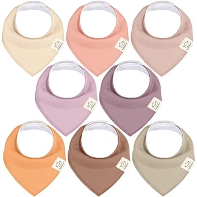 Image de KeaBabies 8 Pack Bavoirs Bandana Bio pour Filles Bébés Filles, Garçons, en Coton Doux, Bavoir Bébé Bave, de Dentition Bébés, Nourrisson, Tout petit (Mauve)
