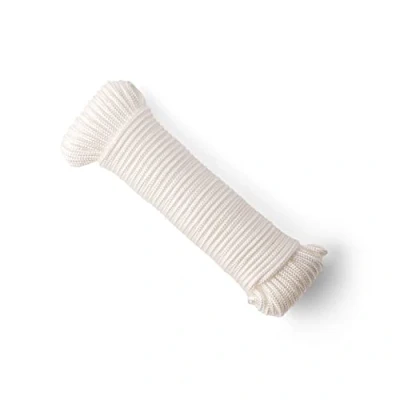 Image de SNURO Corde Nylon Tressée (4 mm, 20 m) en Polyamide Blanc Solide Résistante à l&#039;usure Paracorde Résistance la Rupture très Élevée