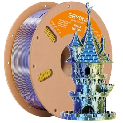 Image de ERYONE Double Filament PLA Bicolore 1,75 mm, Drucker 3D Bobine de 1 kg +/ 0,03 Bleu Royal et Or