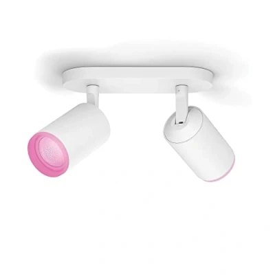 Image de Philips Hue White &amp; Color Ambiance FUGATO Spot 2x5.7W Blanc, Compatible Bluetooth, fonctionne avec Alexa, Google Assistant et Apple Homekit