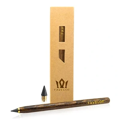 Image de FAVELOT Crayon éternel dans une élégante boîte cadeau en bois durable respectueux de l&#039;environnement sans taillage survit à 200 crayons infini