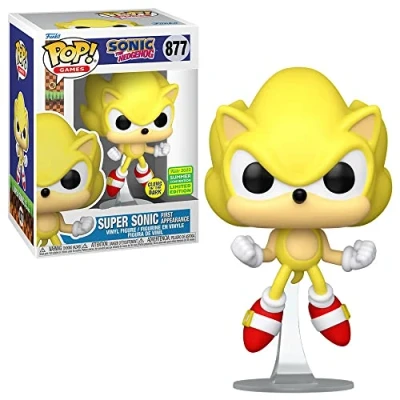 Image de POP Funko 65259 ! Jeux : Sonic the Hedgehog Super First Apparence (Convention d&#039;été 2022 Glow in Dark Exclusive) #877, Gris, Taille Unique