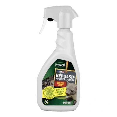 Image de Protecta® Répulsif Fouines et Martres 500ml Efficacité 3 Mois Huile Essentielle Menthe Poivrée &amp; Lavande Anti pour Maison, Voitures, Garages, Greniers sans Trace ni Résidu