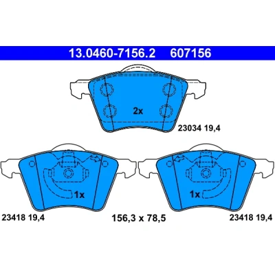 Image de ATE 13.0460 7156.2 Jeu de plaquettes frein non préparé pour indicateur d&#039;usure, contact signal d&#039;usure exclu FORD: Galaxy Mk1 MPV
