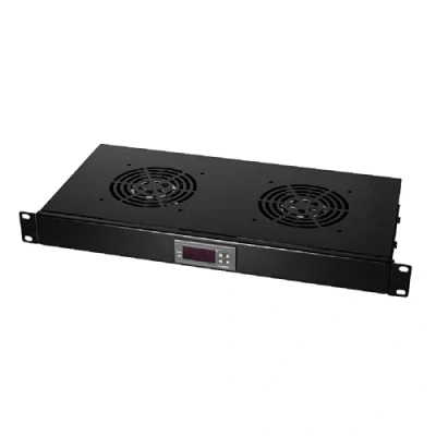 Image de LogiLink FAU02FB Panneau de Ventilation avec Thermostat pour Baie/Rack 2 Ventilateurs 220/240 V 48,3 cm Noir