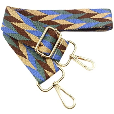 Image de Bandouliere de Rechange Reglable Curry Vert Bleu, Sangle Sac a Main Remplacement, Universelles mit Boucle Dore pour Femme à Main, Bandoulière Accessoires, 103
