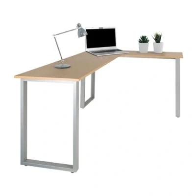 Image de hjh OFFICE 830080 Bureau d&#039;angle 165x120 cm WORKSPACE Basic I Hêtre/Argent en L avec Structure Acier